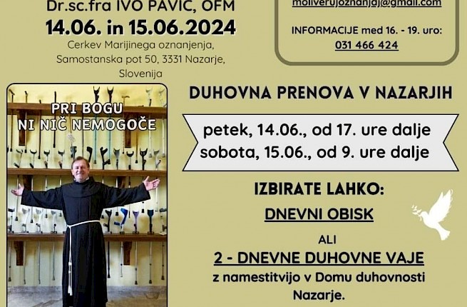 Duhovna obnova u Nazarju 14.06 -15.06.2024
