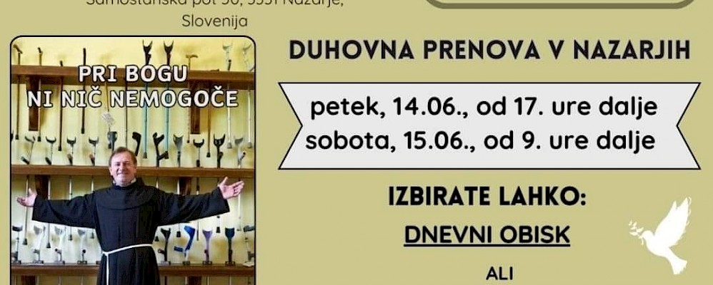 Duhovna prenova v Nazarjih 14.06 -15.06.2024